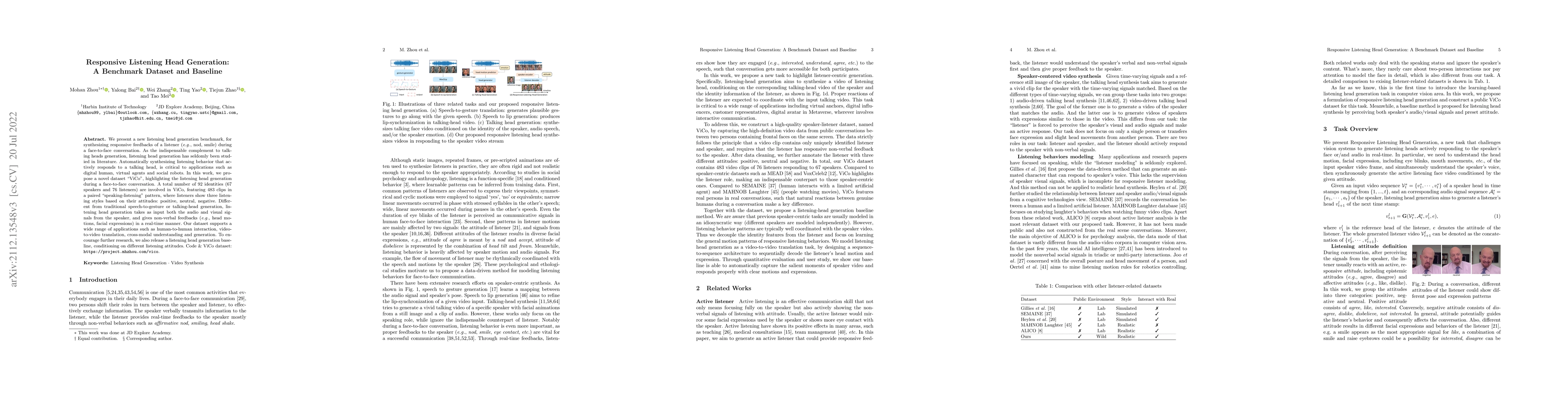 Thumbnail for Responsive Listening Head Generation: A Benchmark Dataset and Baseline