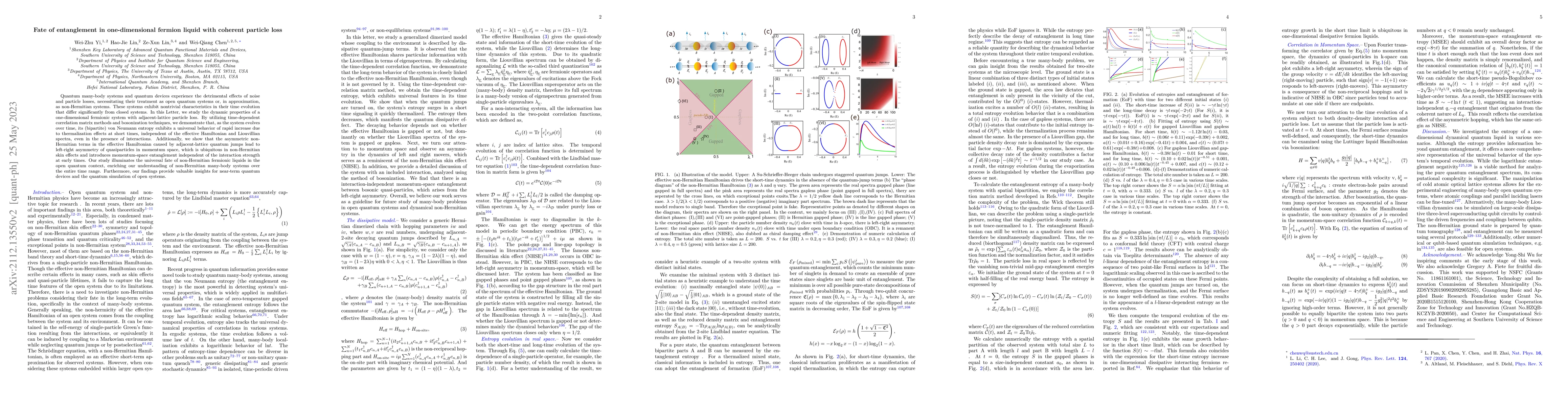 Thumbnail for Fate of entanglement in one-dimensional fermion liquid with coherent
  particle loss