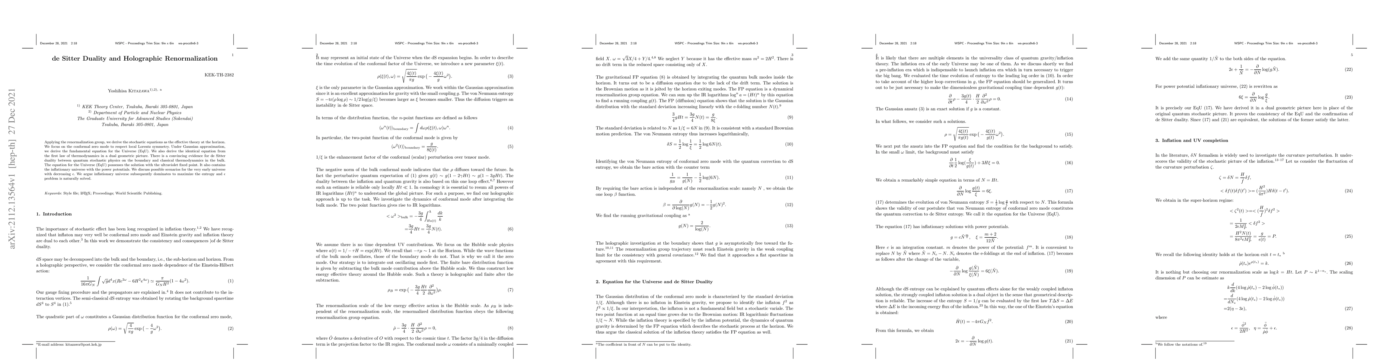 Thumbnail for de Sitter Duality and Holographic Renormalization