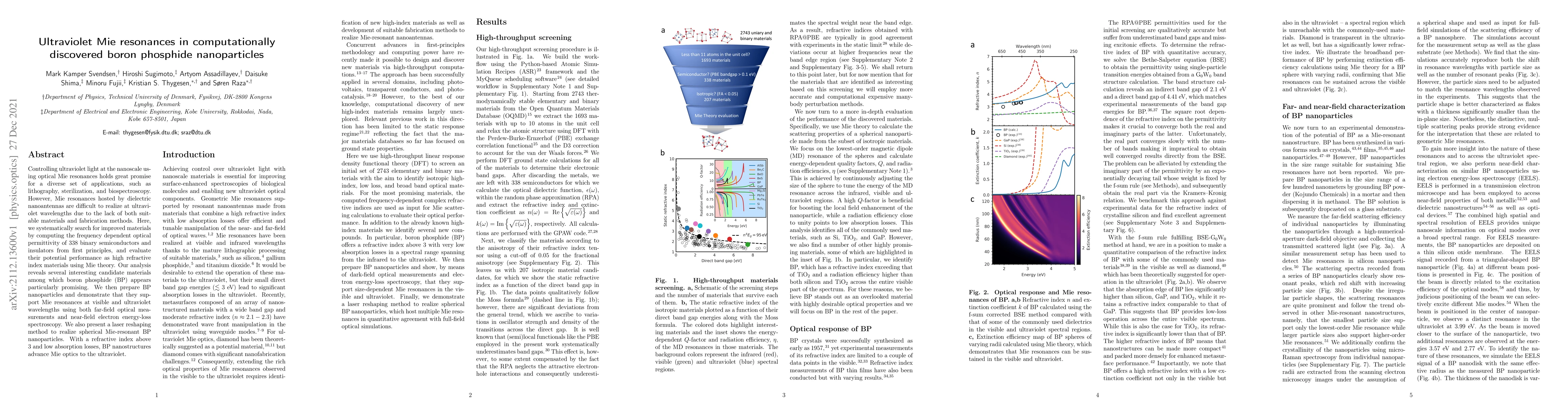 Thumbnail for Ultraviolet Mie resonances in computationally discovered boron phosphide
  nanoparticles