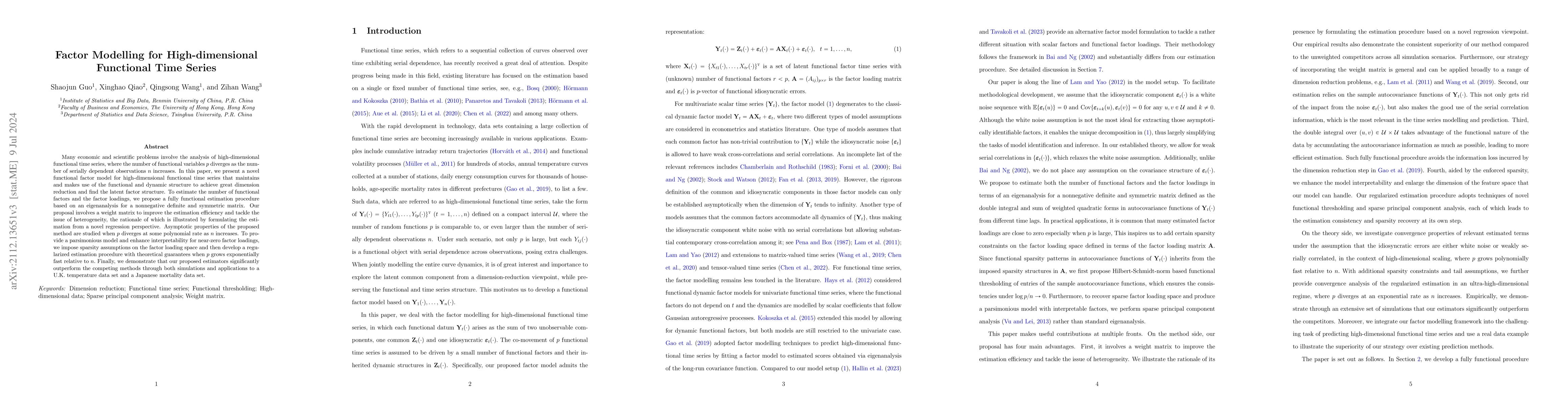 Thumbnail for Factor modelling for high-dimensional functional time series