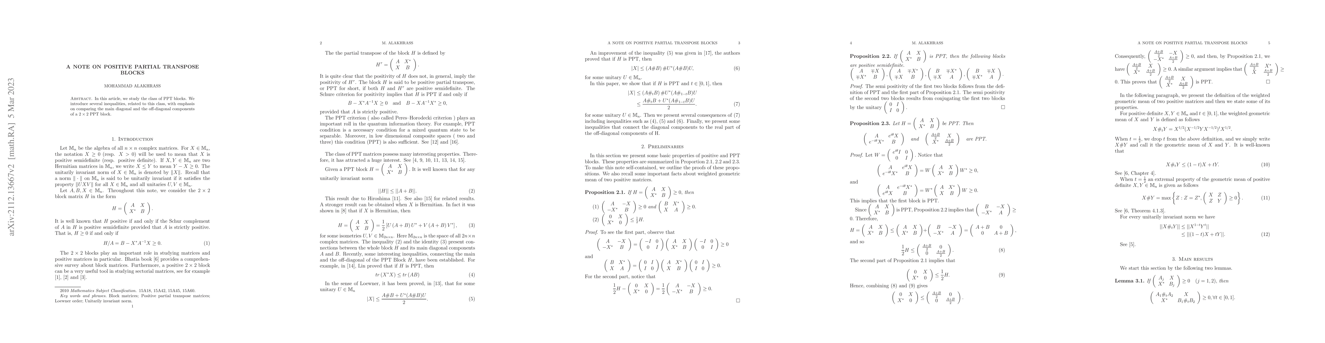 Thumbnail for A note on positive partial transpose blocks