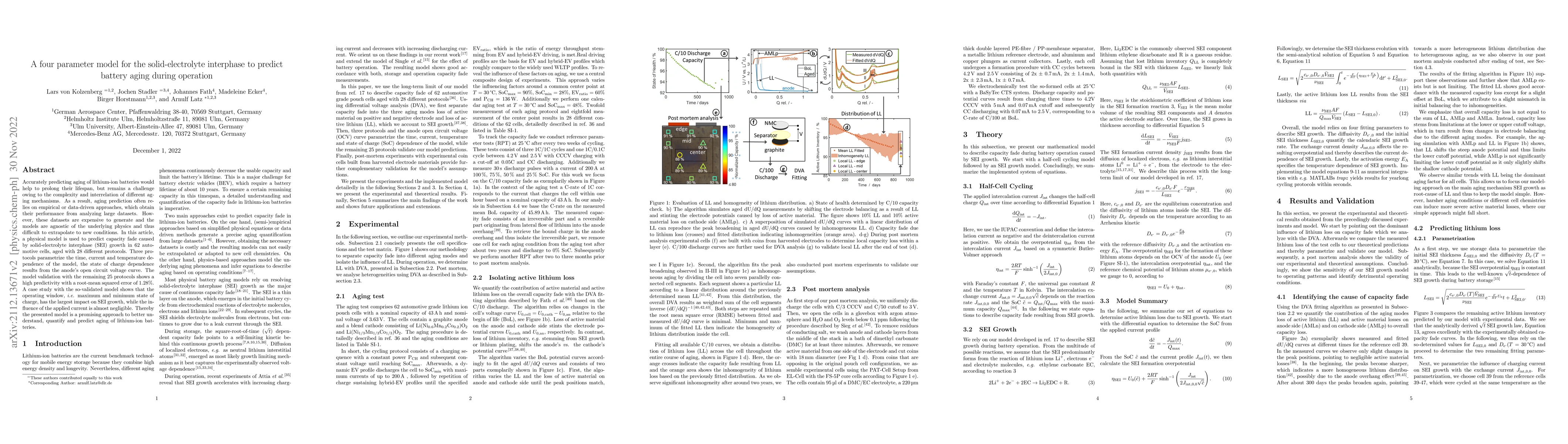 Thumbnail for A four parameter model for the solid-electrolyte interphase to predict
  battery aging during operation