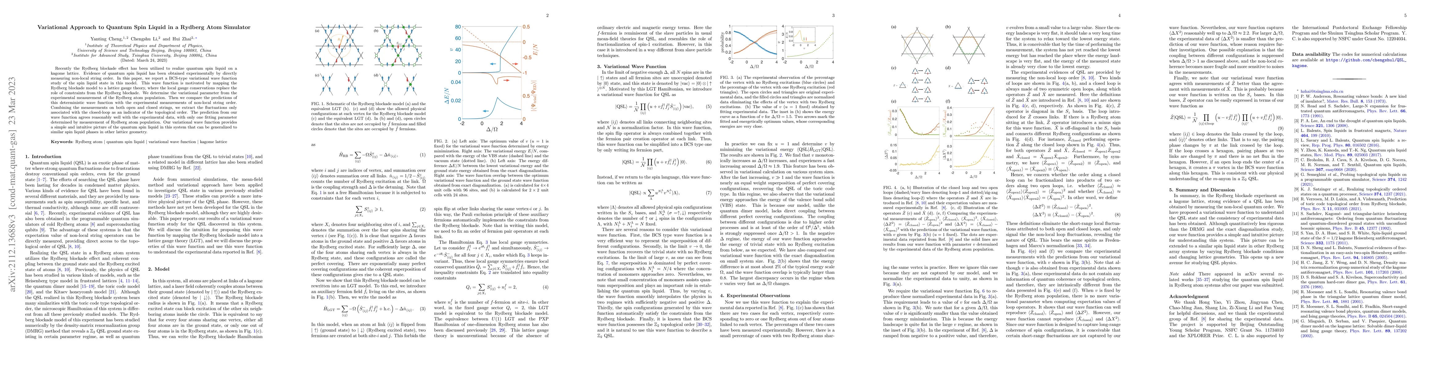 Thumbnail for Variational Approach to Quantum Spin Liquid in a Rydberg Atom Simulator