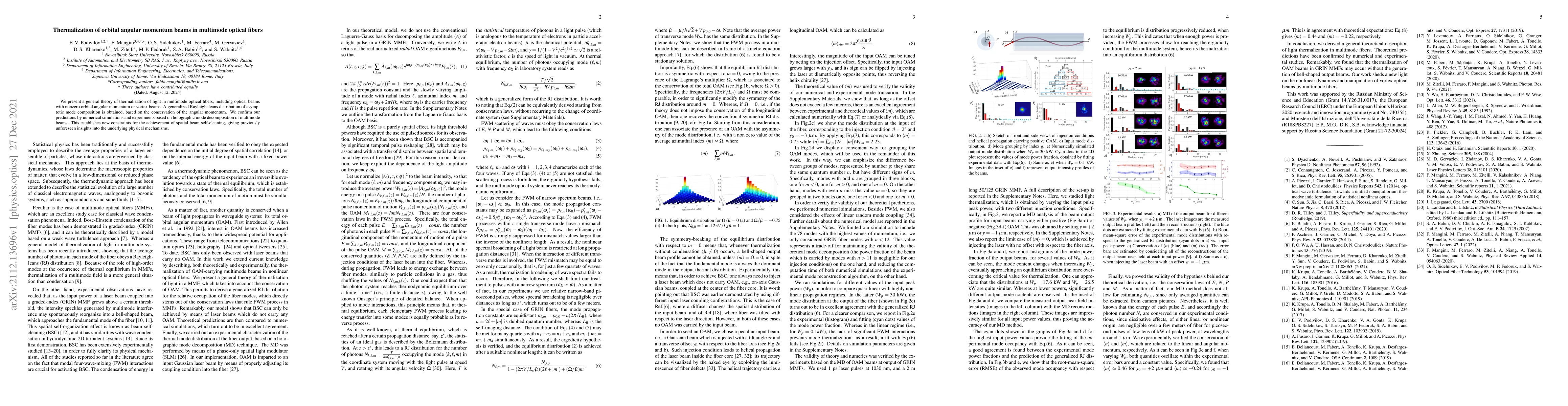 Thumbnail for Thermalization of orbital angular momentum beams in multimode optical
  fibers