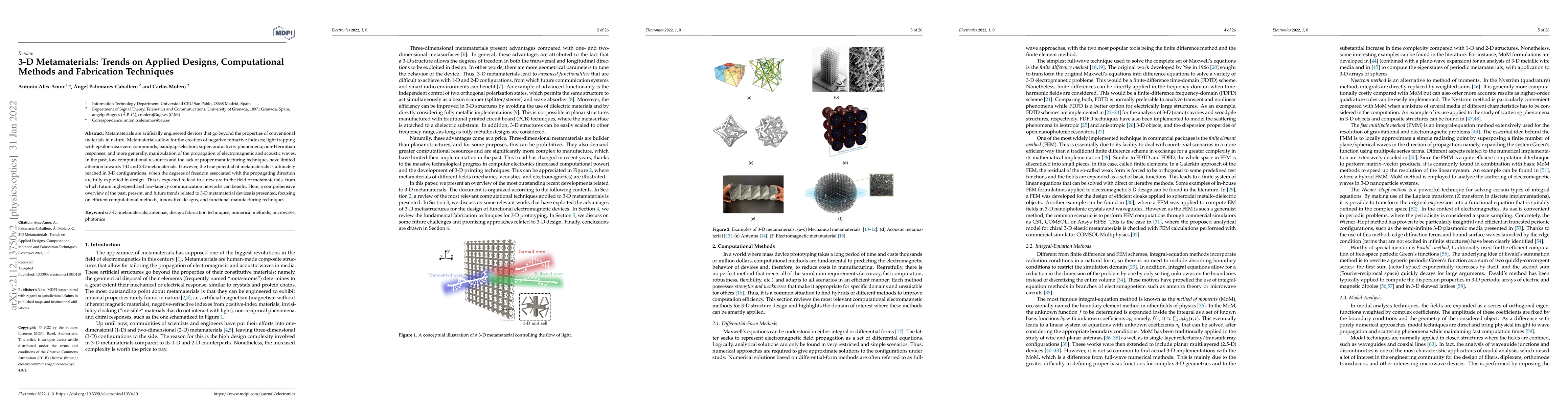 Thumbnail for 3-D Metamaterials: Trends on Applied Designs, Computational Methods and
  Fabrication Techniques