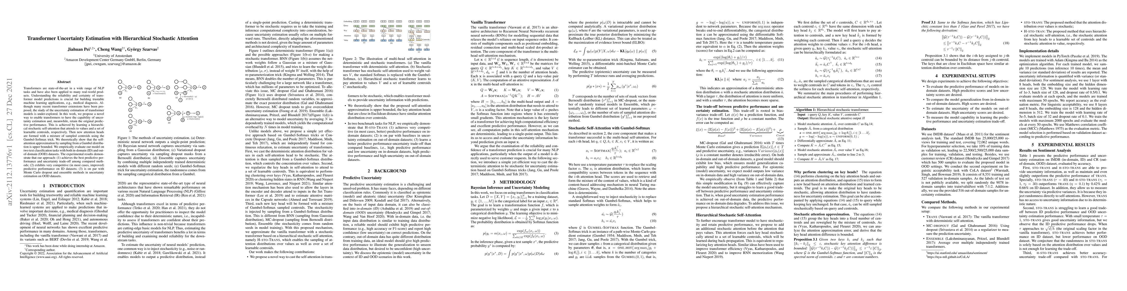 Thumbnail for Transformer Uncertainty Estimation with Hierarchical Stochastic
  Attention