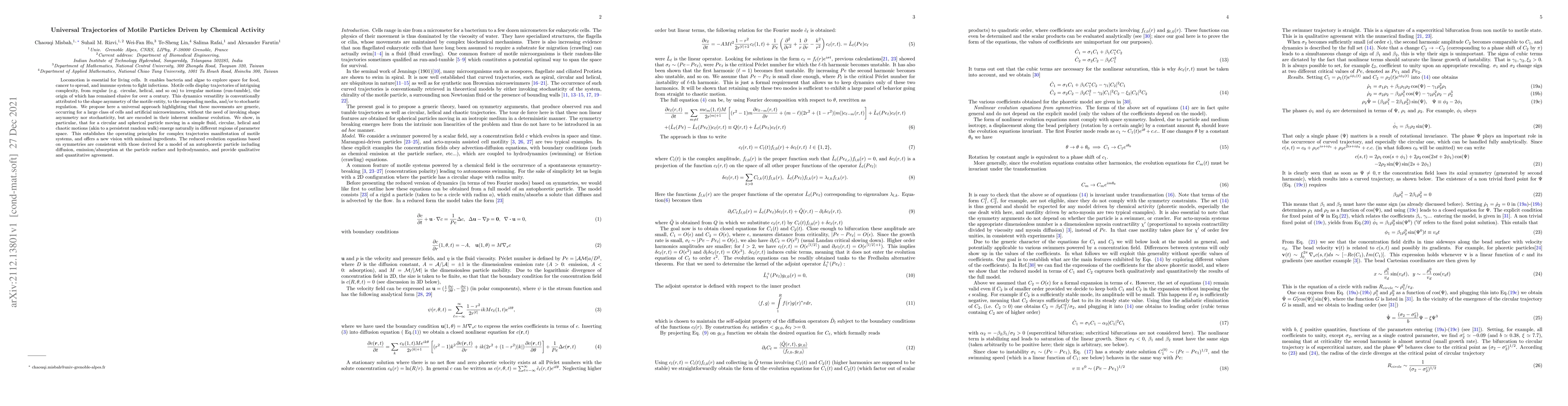Thumbnail for Universal Trajectories of Motile Particles Driven by Chemical Activity
