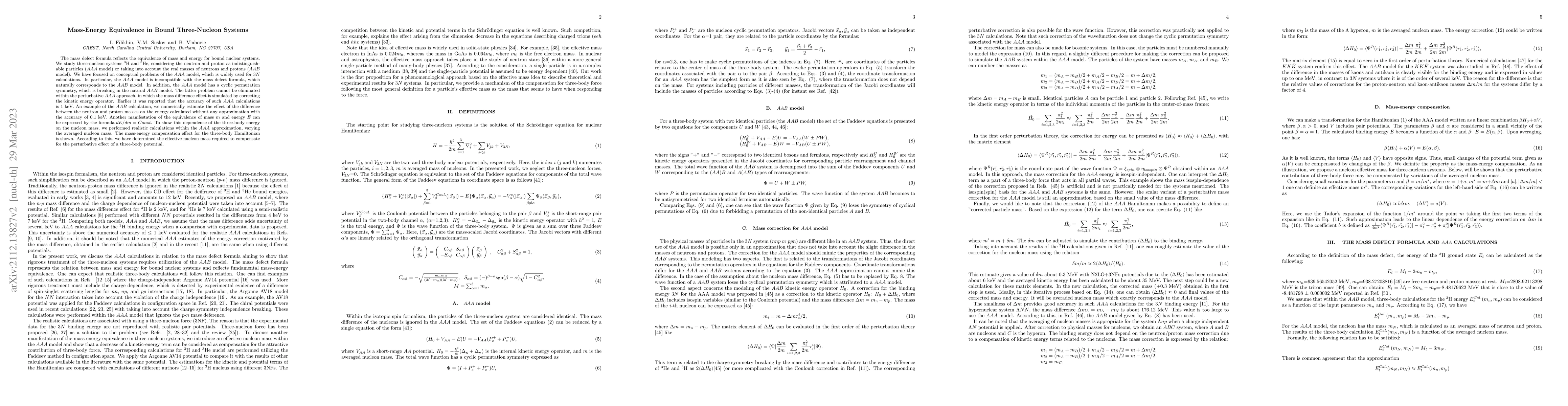 Thumbnail for Mass-Energy Equivalence in Bound Three-Nucleon Systems