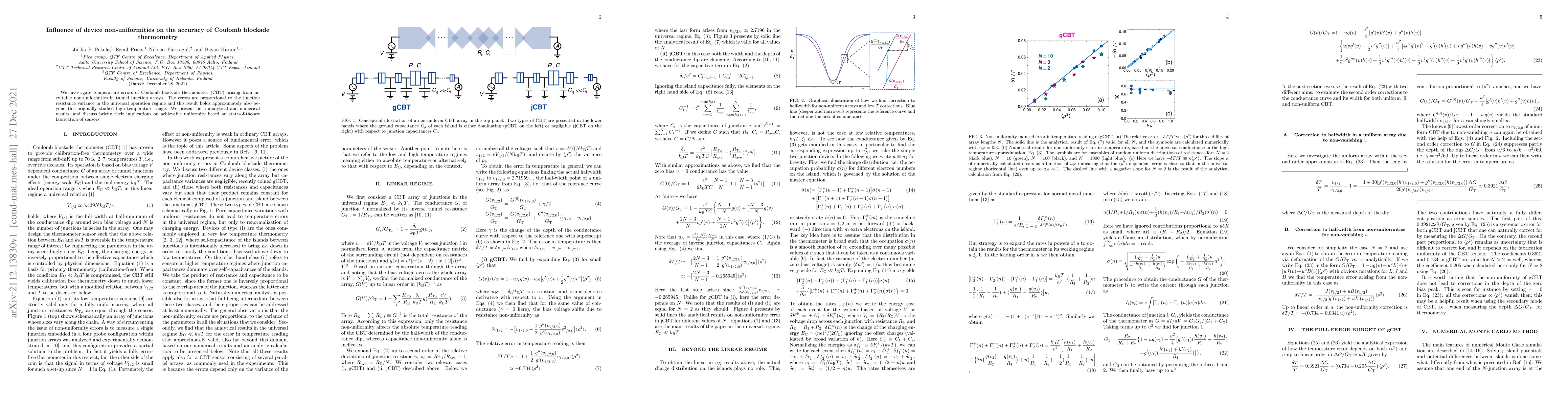 Thumbnail for Influence of device non-uniformities on the accuracy of Coulomb blockade
  thermometry