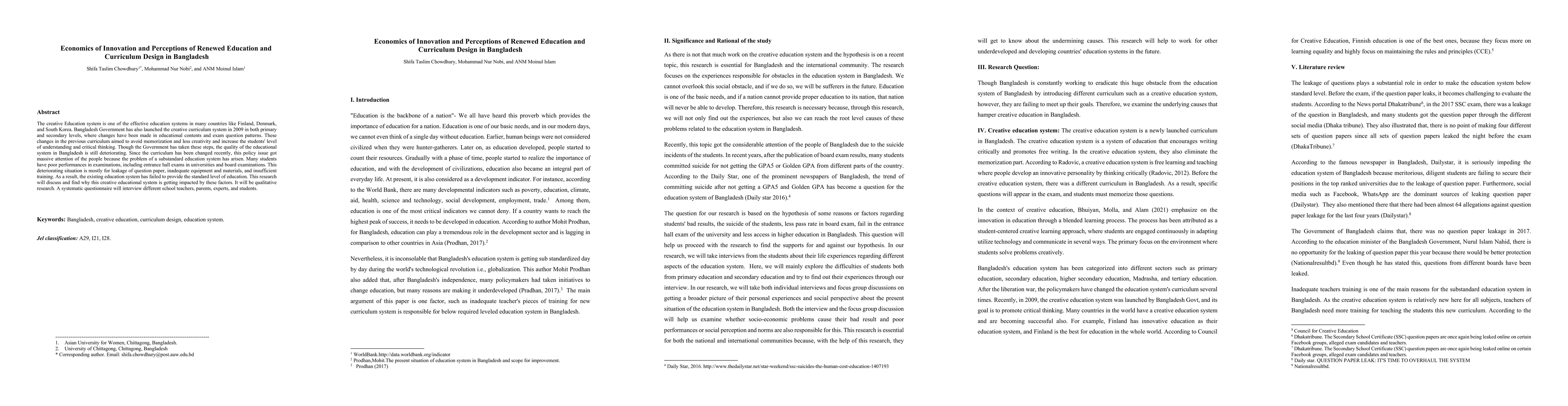 Thumbnail for Economics of Innovation and Perceptions of Renewed Education and
  Curriculum Design in Bangladesh
