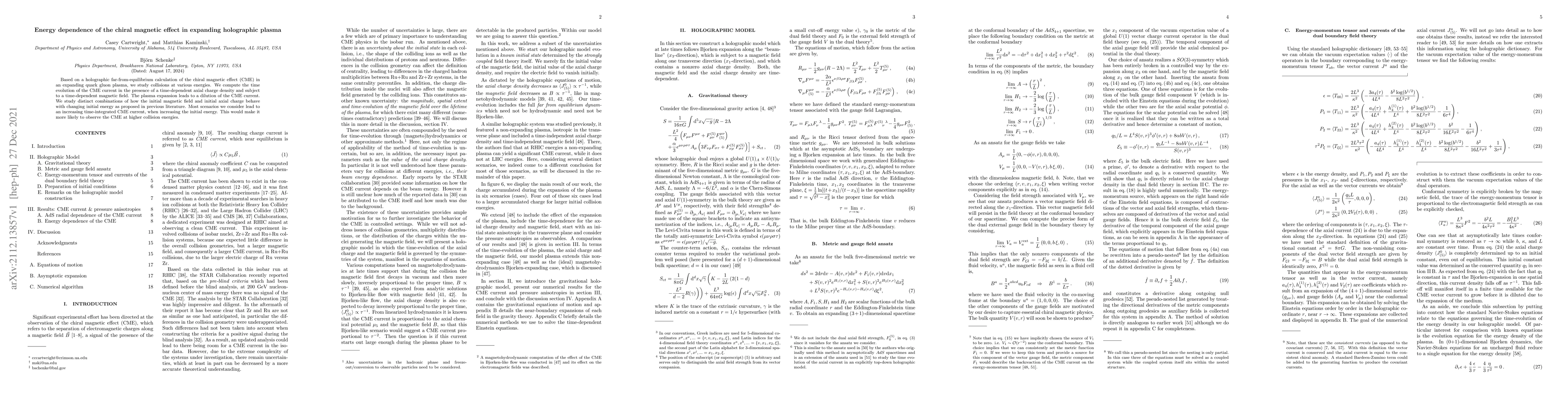 Thumbnail for Energy dependence of the chiral magnetic effect in expanding holographic
  plasma