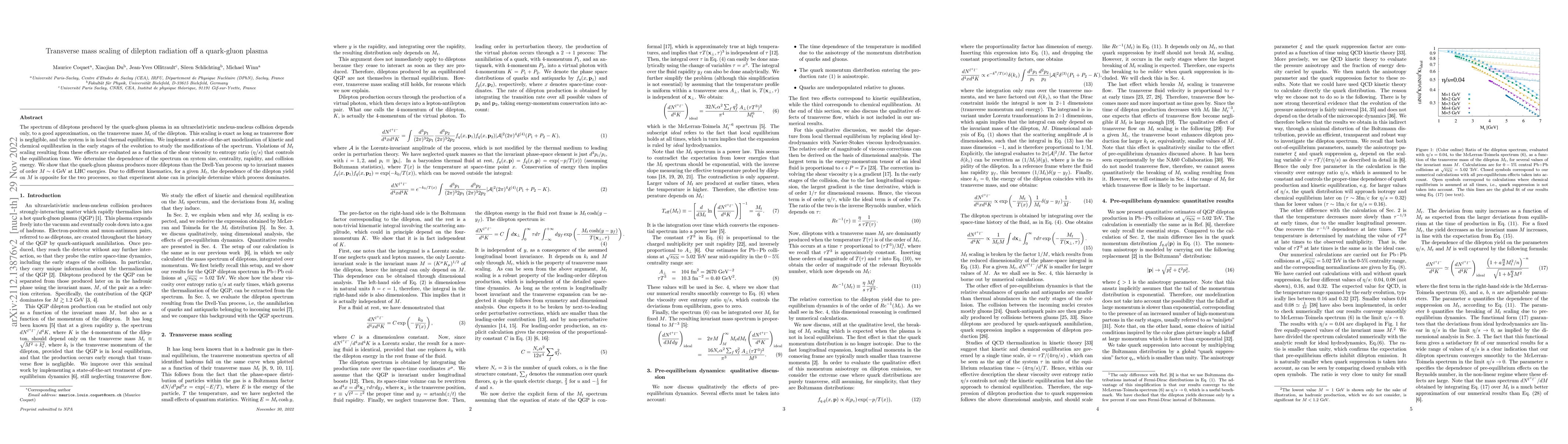 Thumbnail for Transverse mass scaling of dilepton radiation off a quark-gluon plasma