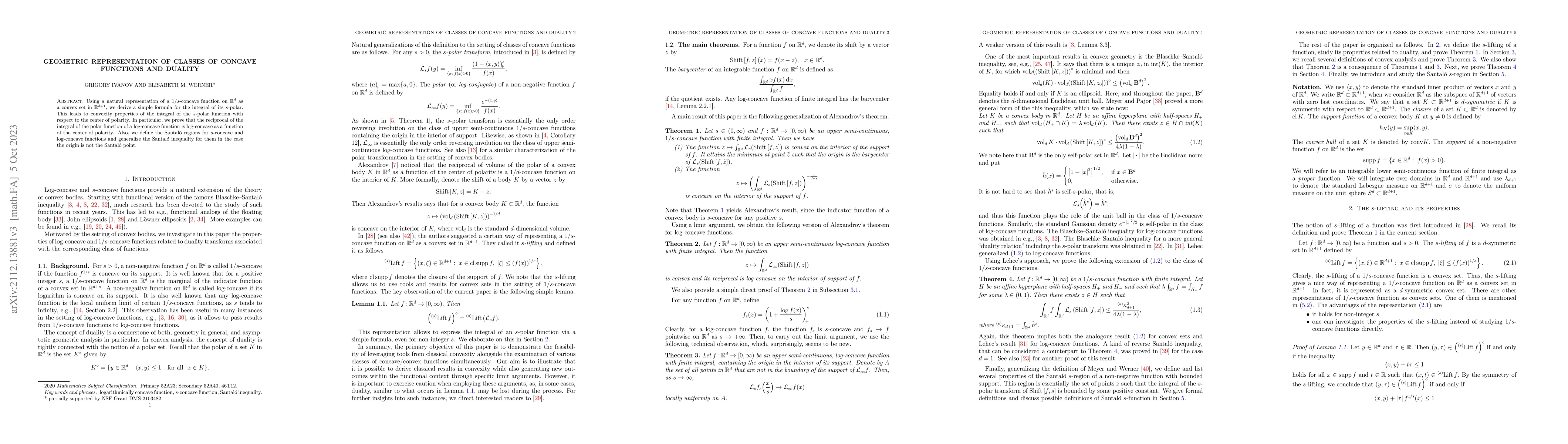 Thumbnail for Geometric representation of classes of concave functions and duality