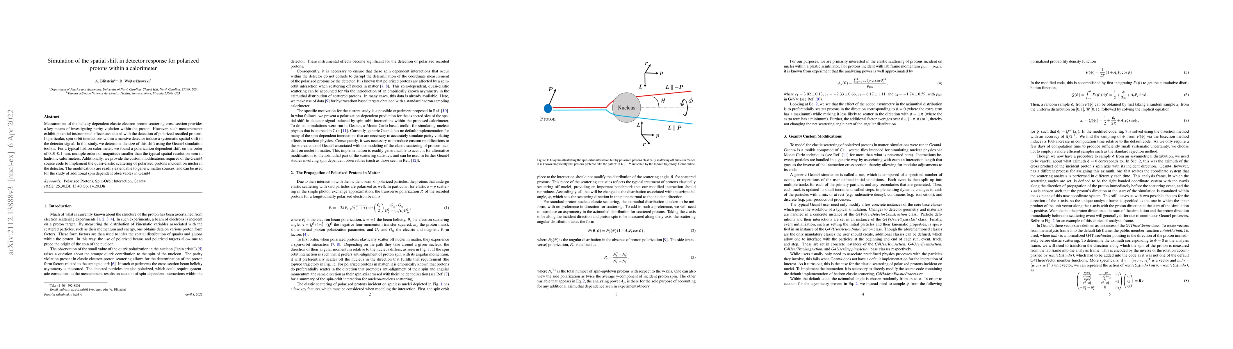 Thumbnail for Simulation of the spatial shift in detector response for polarized
  protons within a calorimeter