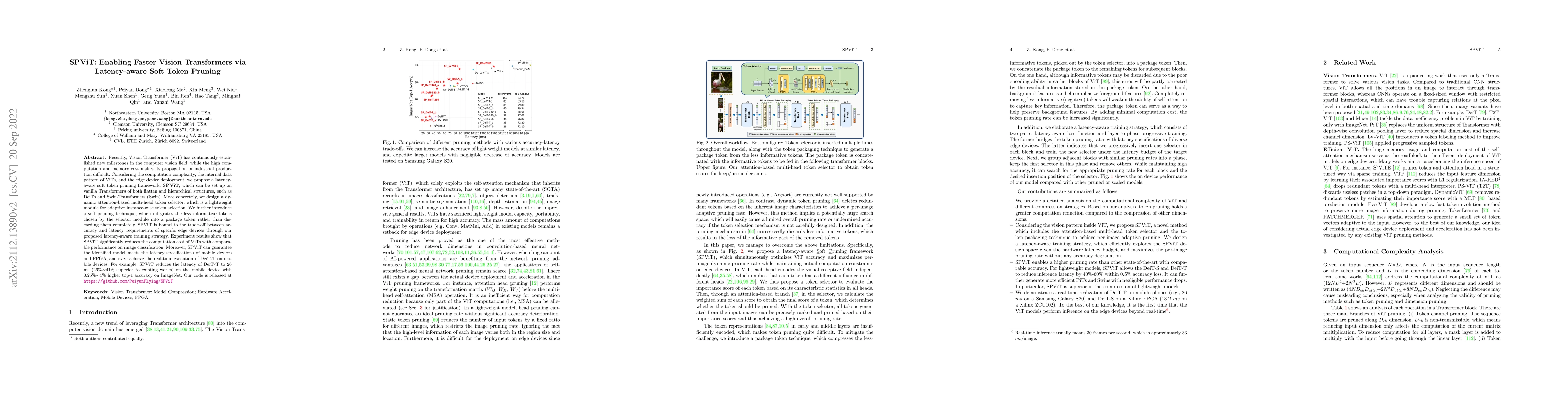 Thumbnail for SPViT: Enabling Faster Vision Transformers via Soft Token Pruning