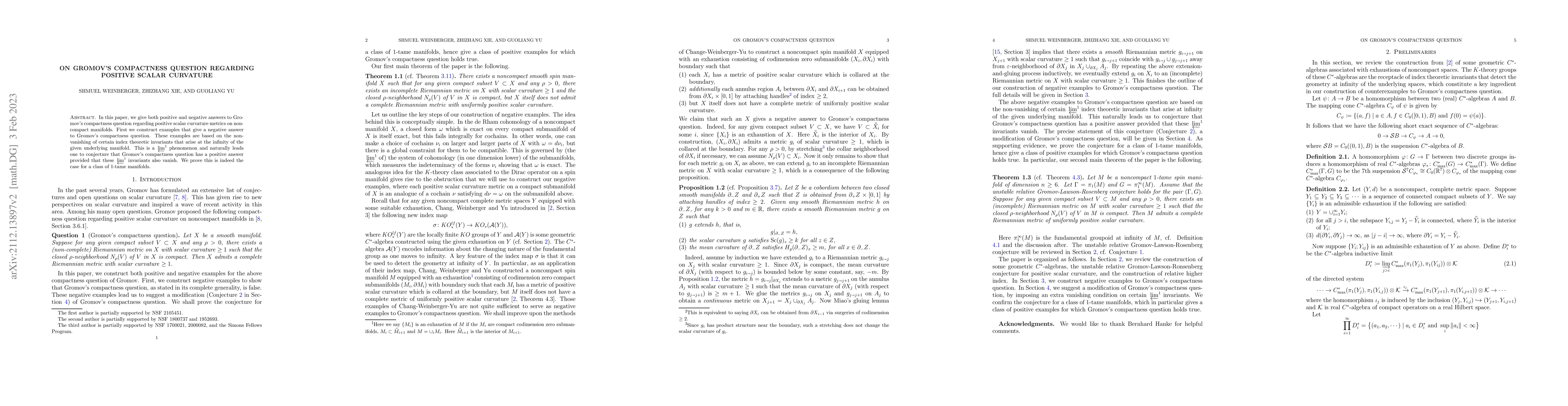 Thumbnail for On Gromov's compactness question regarding positive scalar curvature