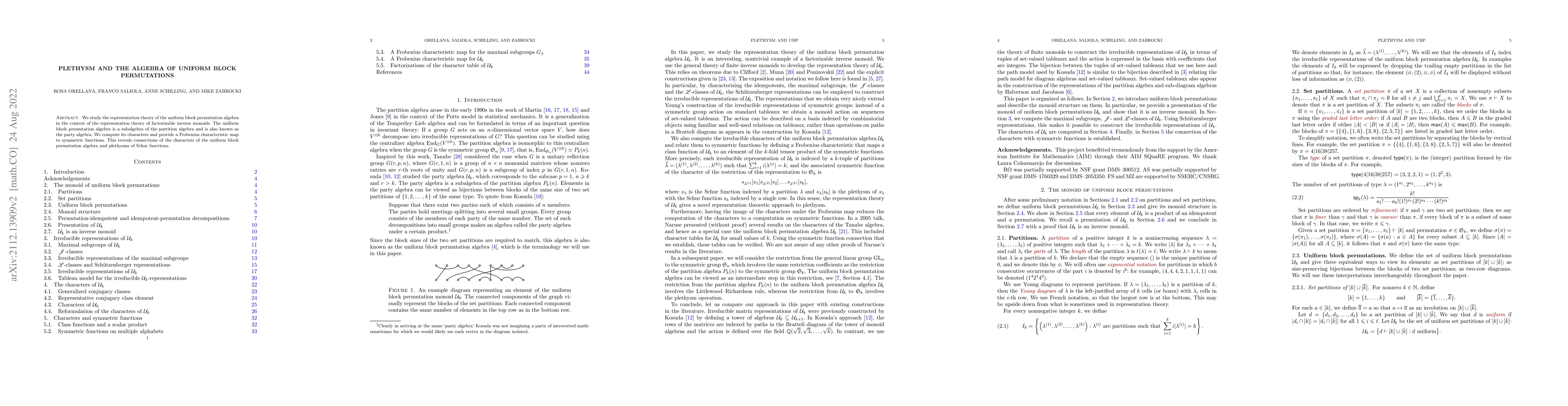 Thumbnail for Plethysm and the algebra of uniform block permutations