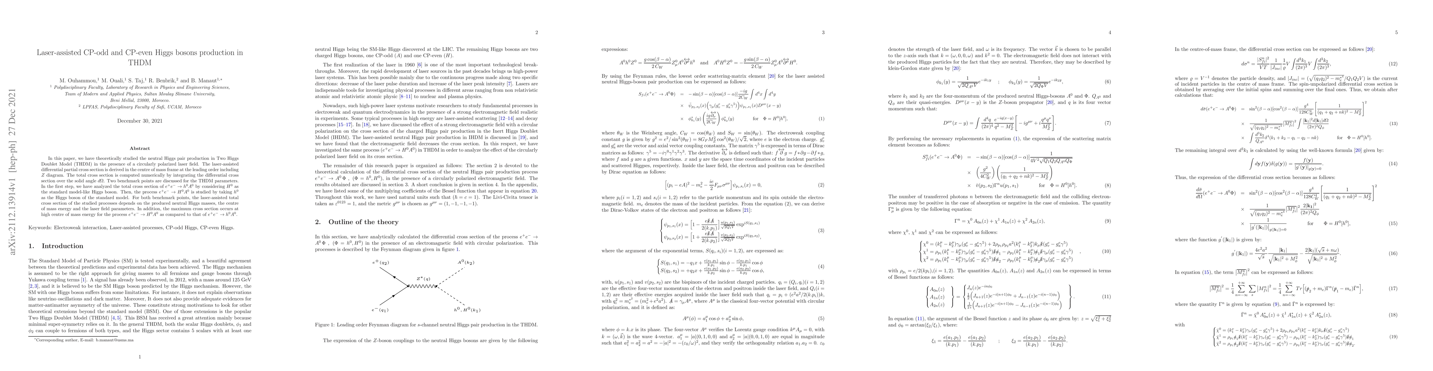 Thumbnail for Laser-assisted CP-odd and CP-even Higgs bosons production in THDM