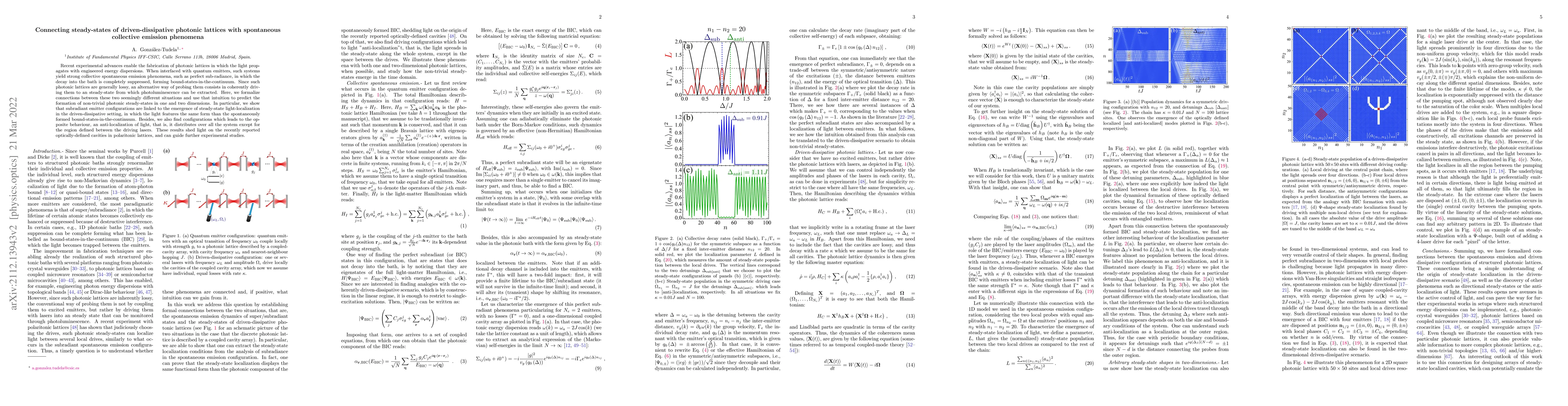 Thumbnail for Connecting steady-states of driven-dissipative photonic lattices with
  spontaneous collective emission phenomena