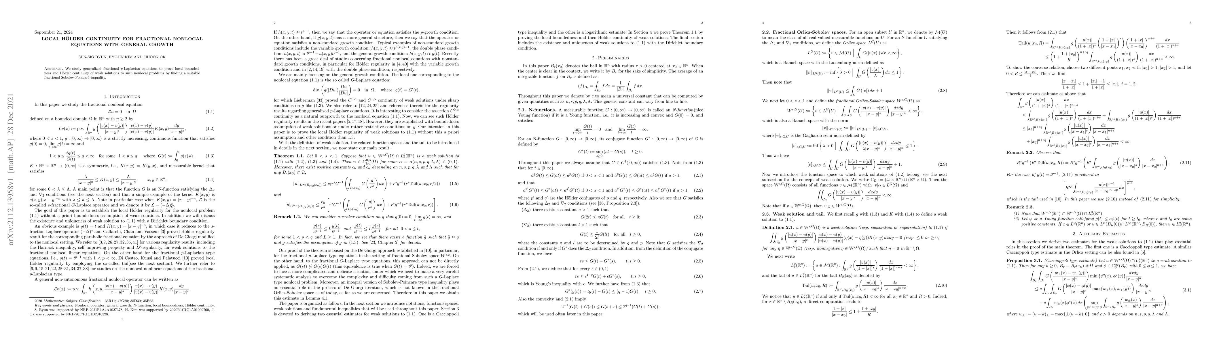 Thumbnail for Local H\"older continuity for fractional nonlocal equations with general
  growth