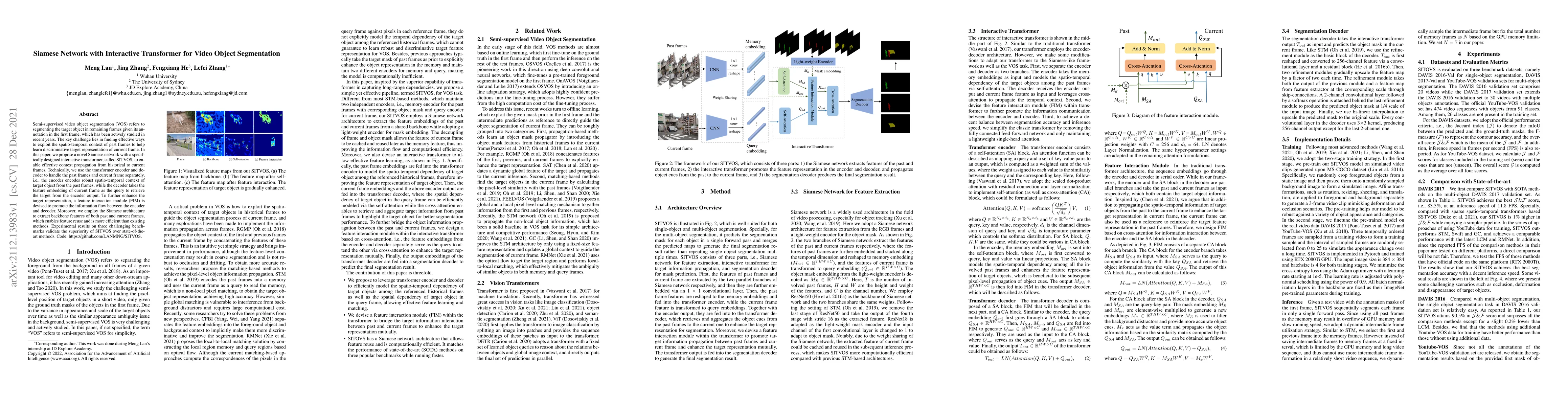 Thumbnail for Siamese Network with Interactive Transformer for Video Object
  Segmentation
