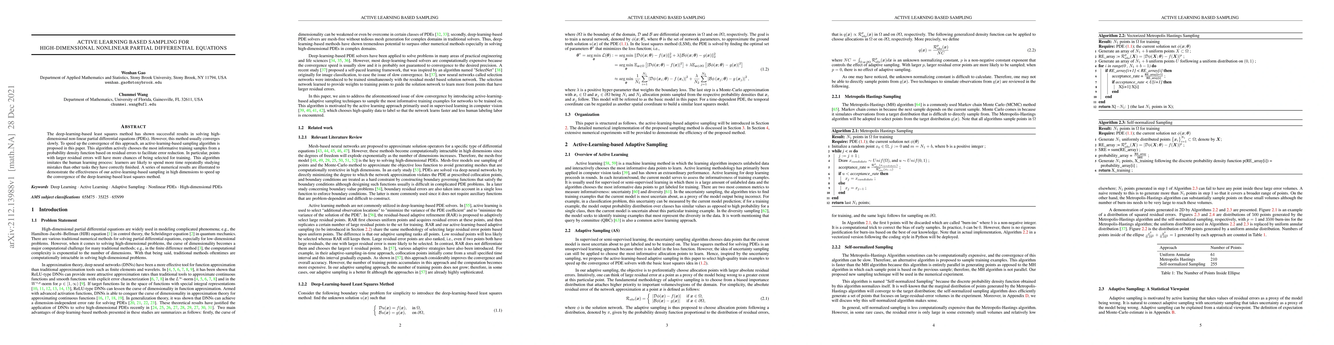 Thumbnail for Active Learning Based Sampling for High-Dimensional Nonlinear Partial
  Differential Equations