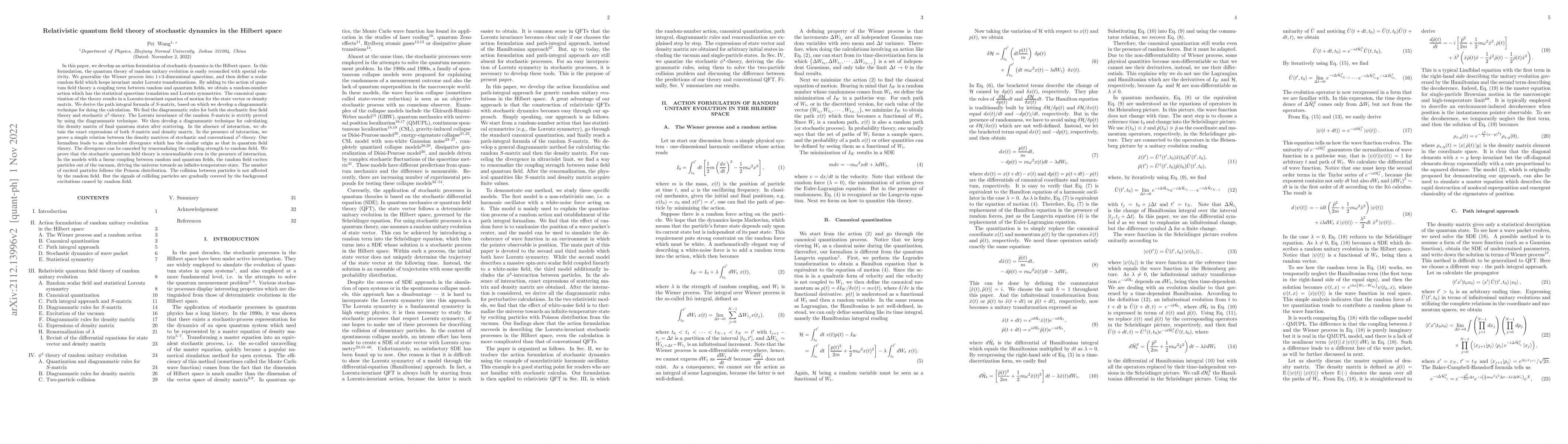 Thumbnail for Relativistic quantum field theory of stochastic dynamics in the Hilbert
  space