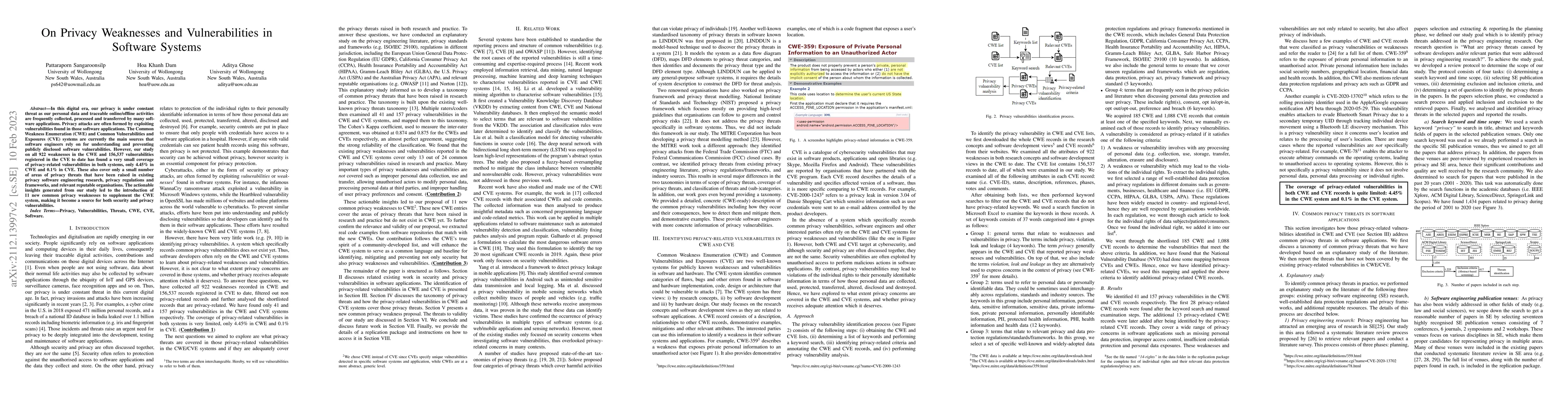 Thumbnail for On Privacy Weaknesses and Vulnerabilities in Software Systems