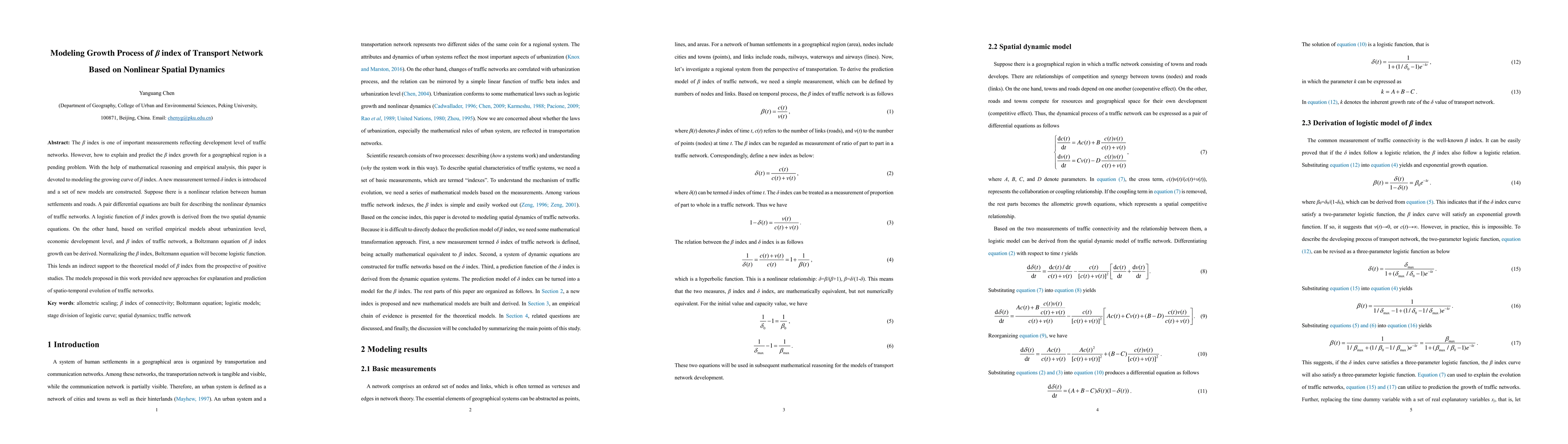 Thumbnail for Modeling Growth Process of \b{eta} index of Transport Network Based on
  Nonlinear Spatial Dynamics