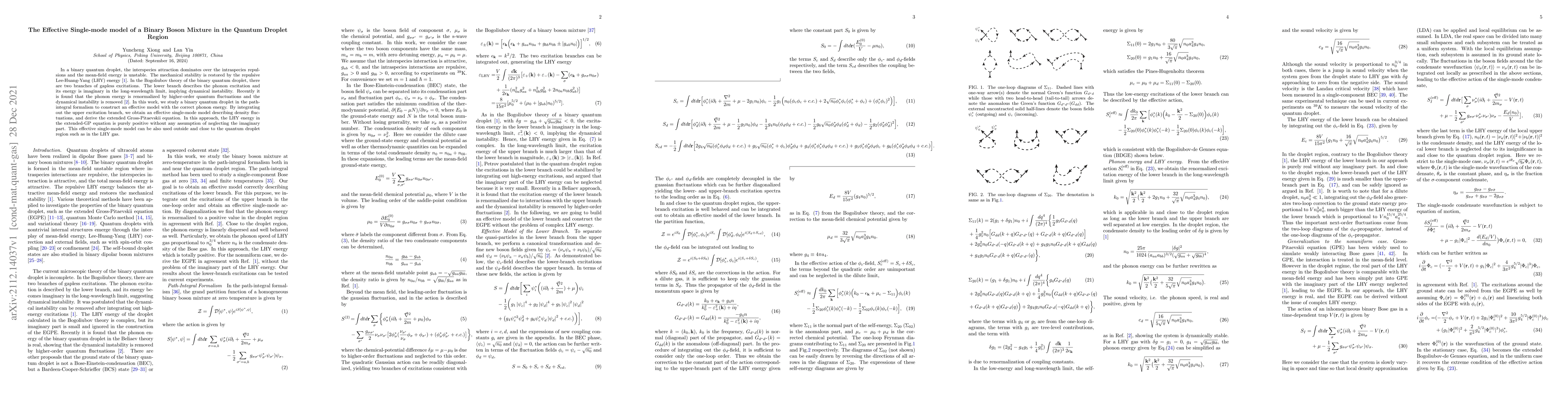 Thumbnail for The Effective Single-mode model of a Binary Boson Mixture in the Quantum
  Droplet Region