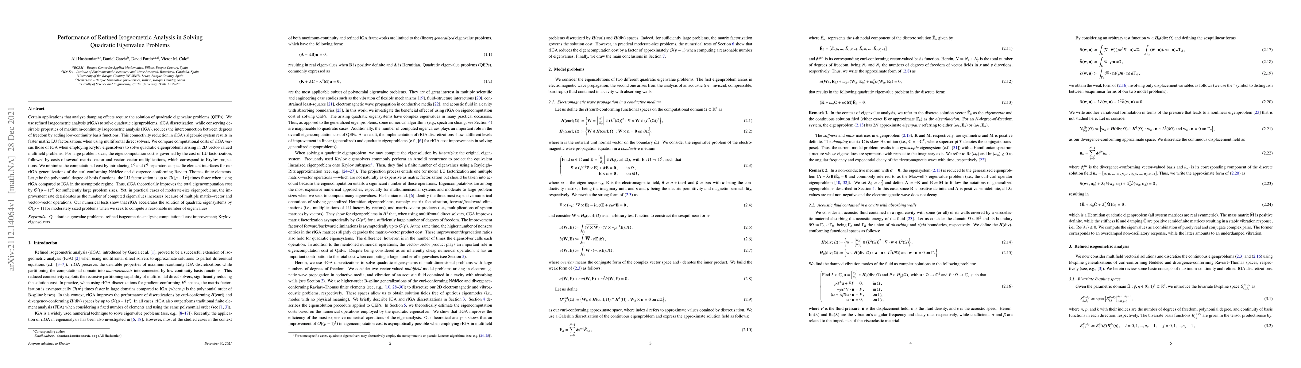 Thumbnail for Performance of Refined Isogeometric Analysis in Solving Quadratic
  Eigenvalue Problems