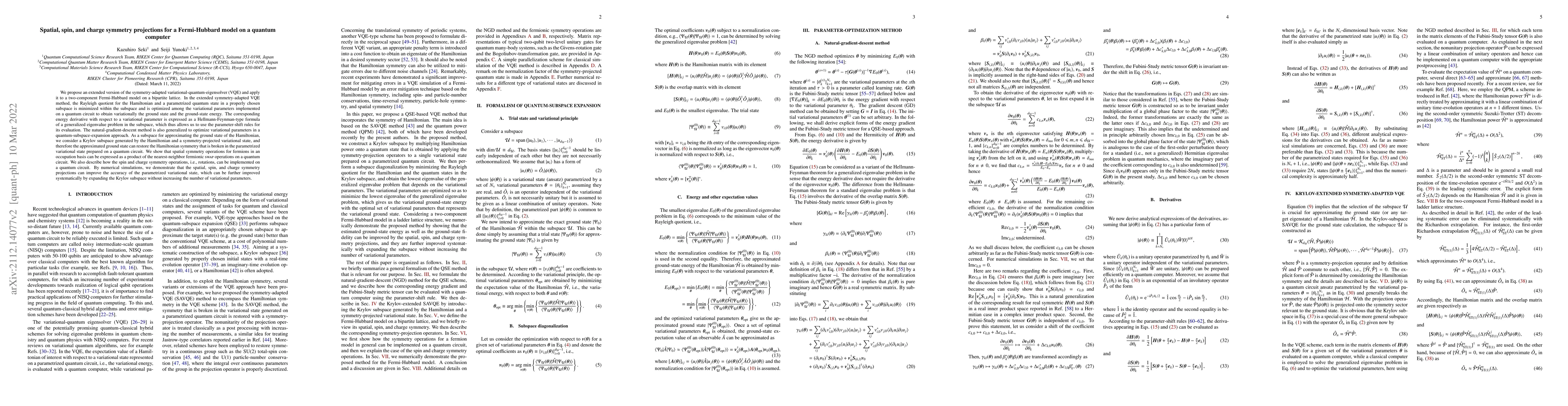 Thumbnail for Spatial, spin, and charge symmetry projections for a Fermi-Hubbard model
  on a quantum computer