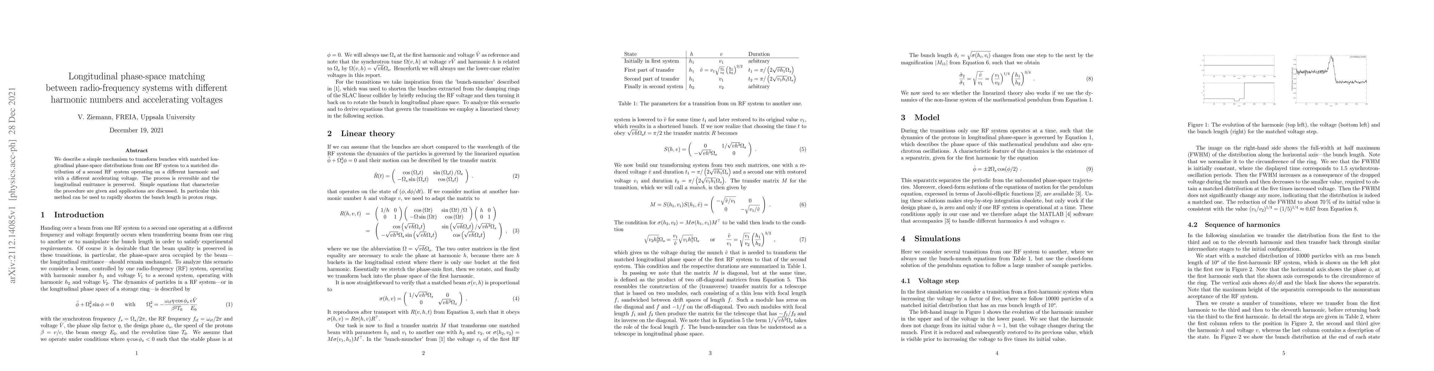Thumbnail for Longitudinal phase-space matching between radio-frequency systems with
  different harmonic numbers and accelerating voltages
