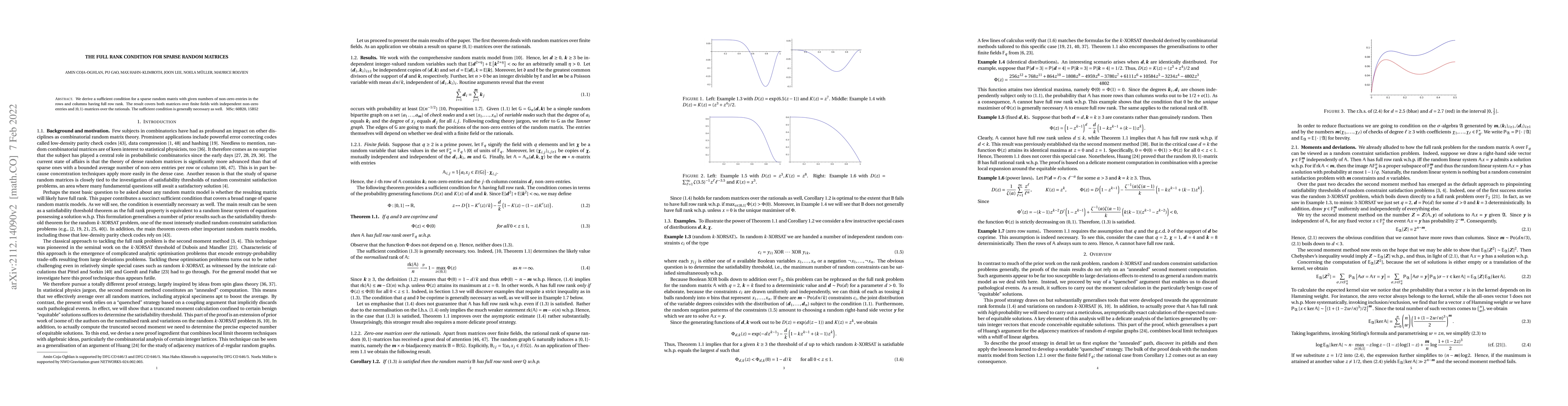 Thumbnail for The full rank condition for sparse random matrices