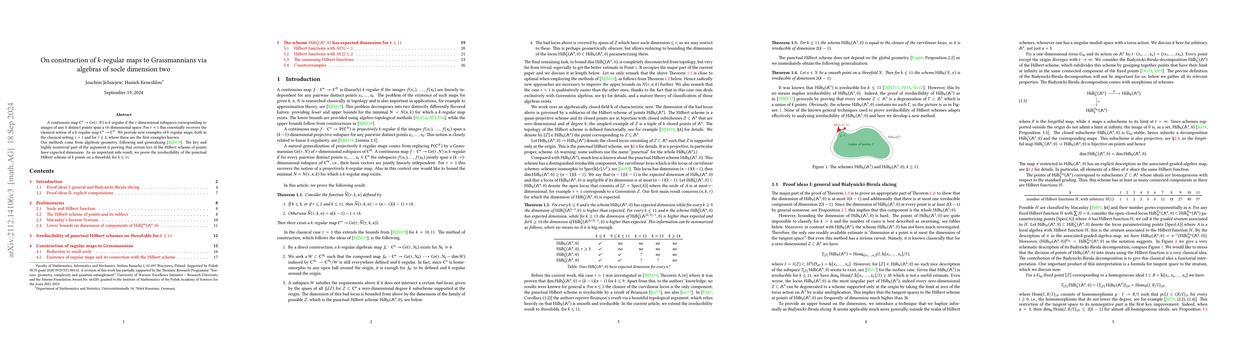 Thumbnail for On construction of k-regular maps to Grassmannians via algebras of socle
  dimension two