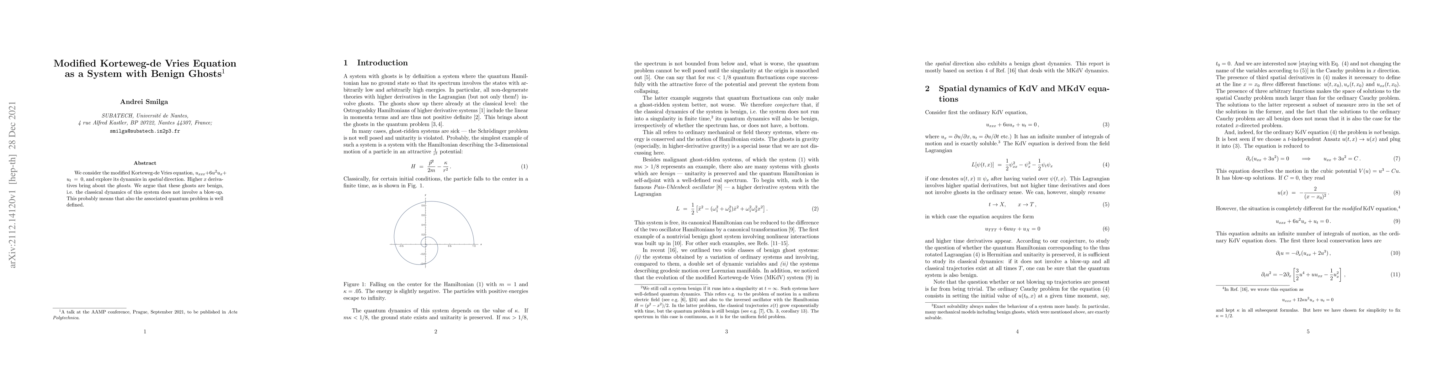 Thumbnail for Modified Korteweg-de Vries Equation as a System with Benign Ghosts