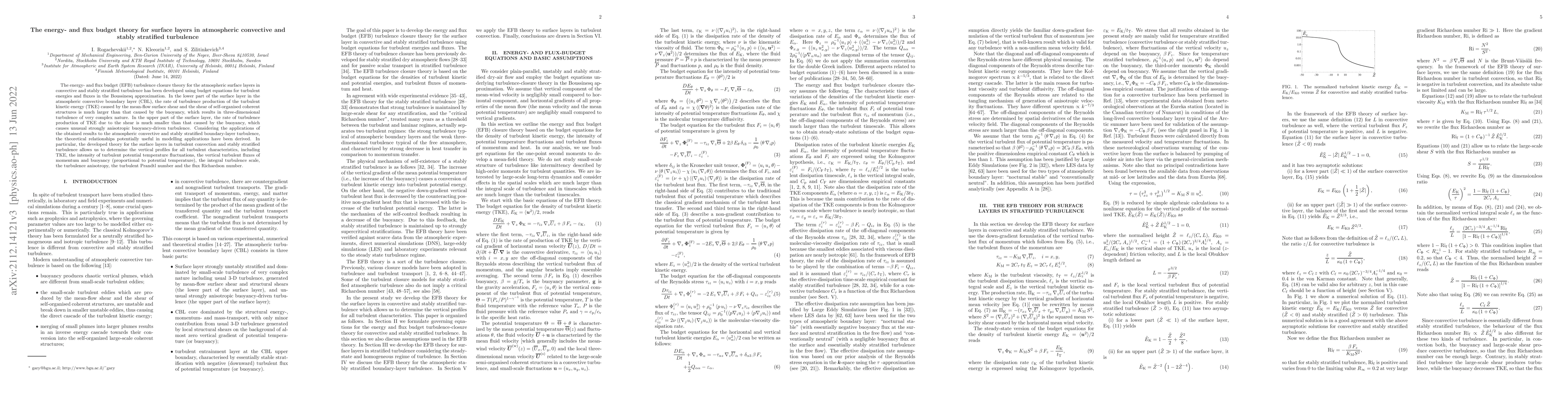 Thumbnail for The energy- and flux budget theory for surface layers in atmospheric
  convective and stably stratified turbulence