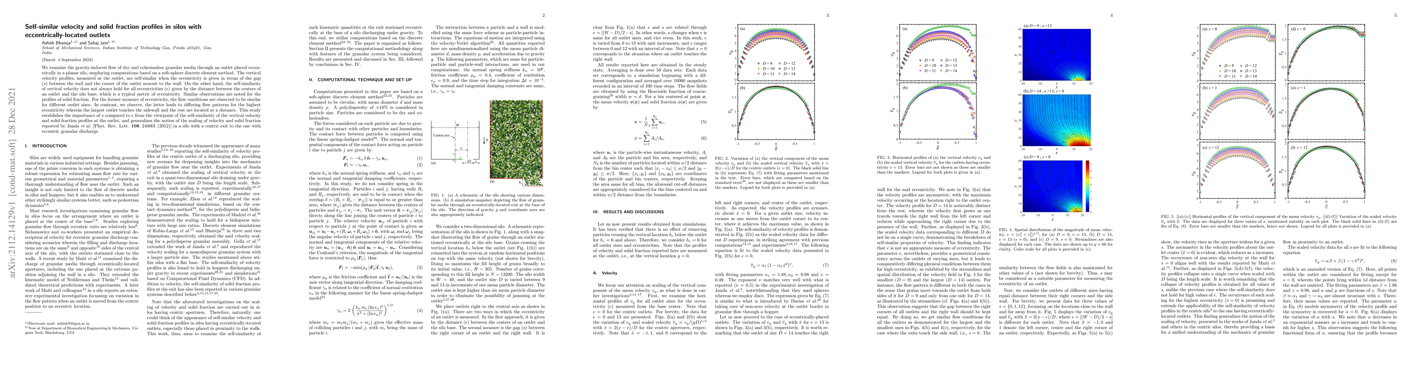 Thumbnail for Self-similar velocity and solid fraction profiles in silos with
  eccentrically-located outlets