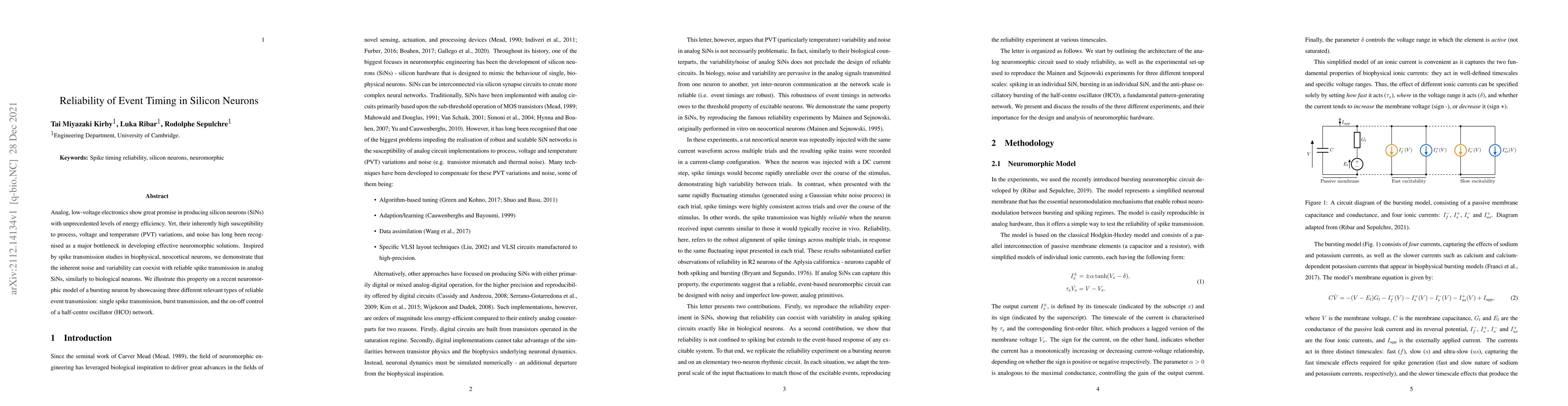Thumbnail for Reliability of Event Timing in Silicon Neurons