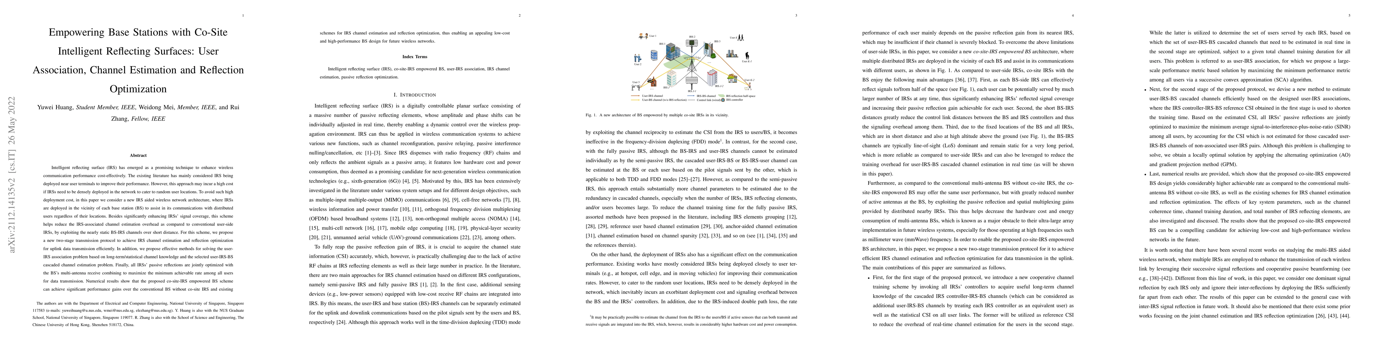 Thumbnail for Empowering Base Stations with Co-Site Intelligent Reflecting Surfaces:
  User Association, Channel Estimation and Reflection Optimization