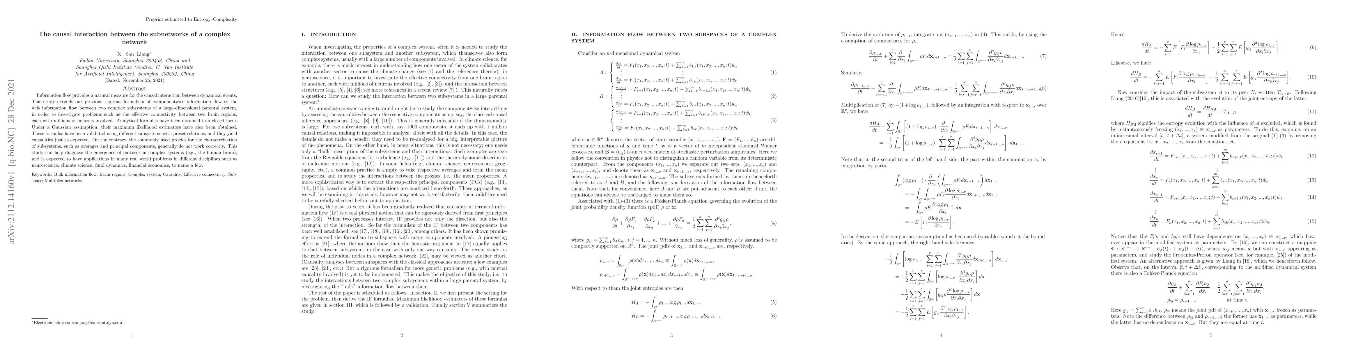 Thumbnail for The causal interaction between the subnetworks of a complex network