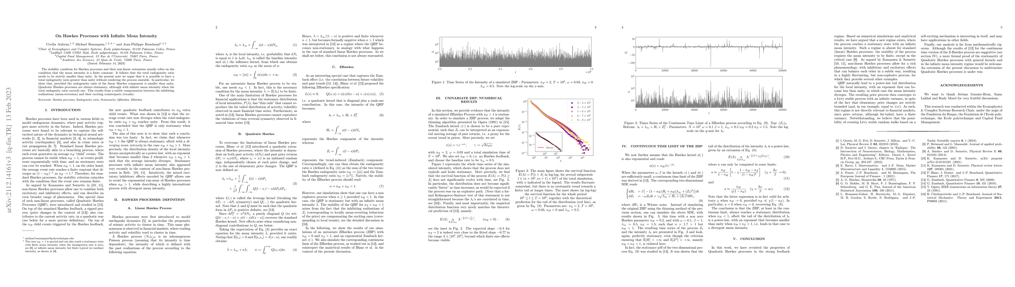 Thumbnail for On Hawkes Processes with Infinite Mean Intensity