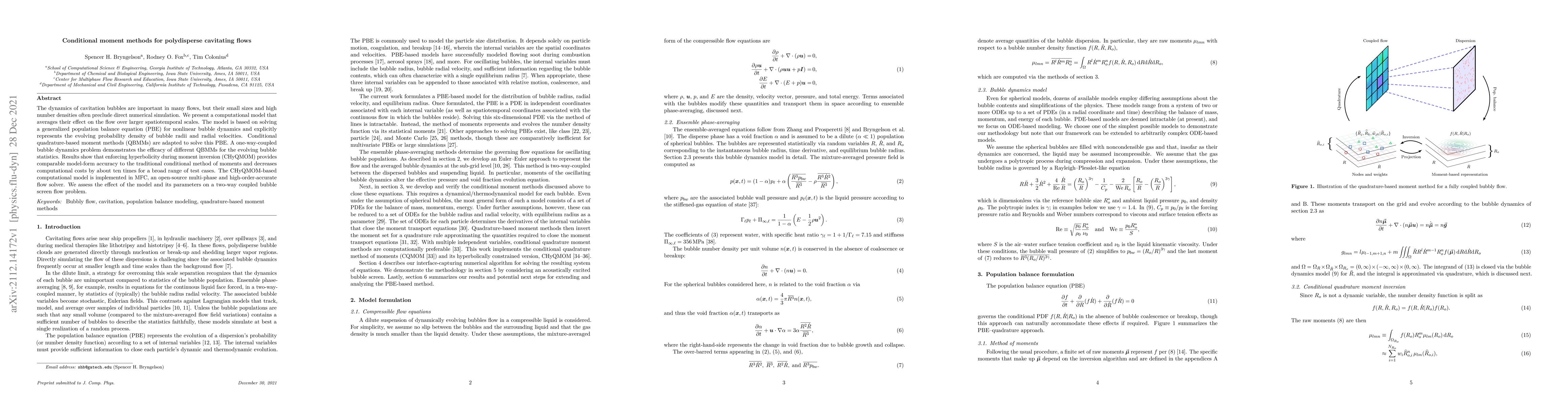 Thumbnail for Conditional moment methods for polydisperse cavitating flows