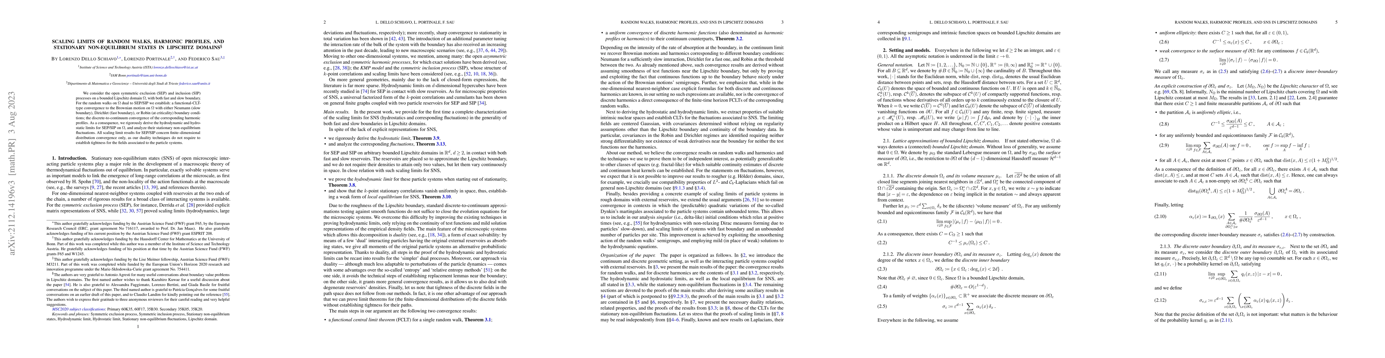Thumbnail for Scaling Limits of Random Walks, Harmonic Profiles, and Stationary
  Non-Equilibrium States in Lipschitz Domains