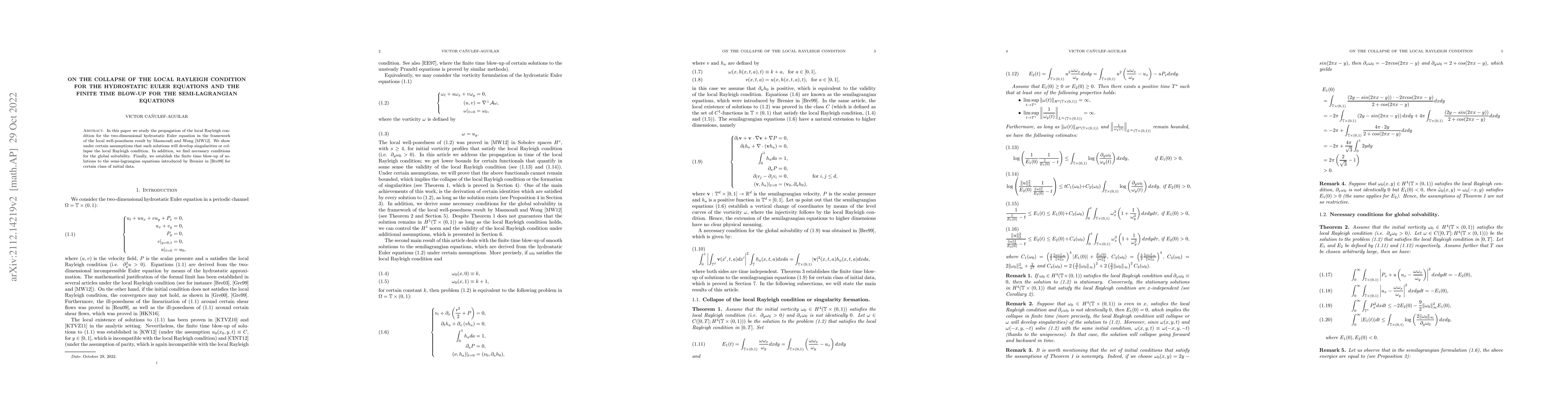 Thumbnail for On the collapse of the local Rayleigh condition and the finite time
  blow-up for the semi-lagrangian equations