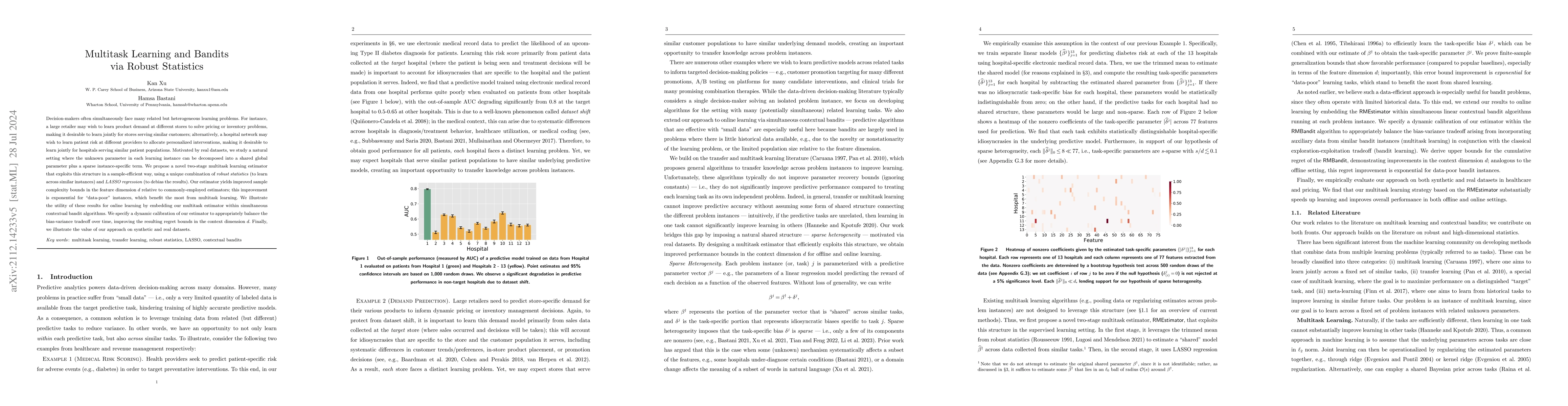 Thumbnail for Multitask Learning and Bandits via Robust Statistics