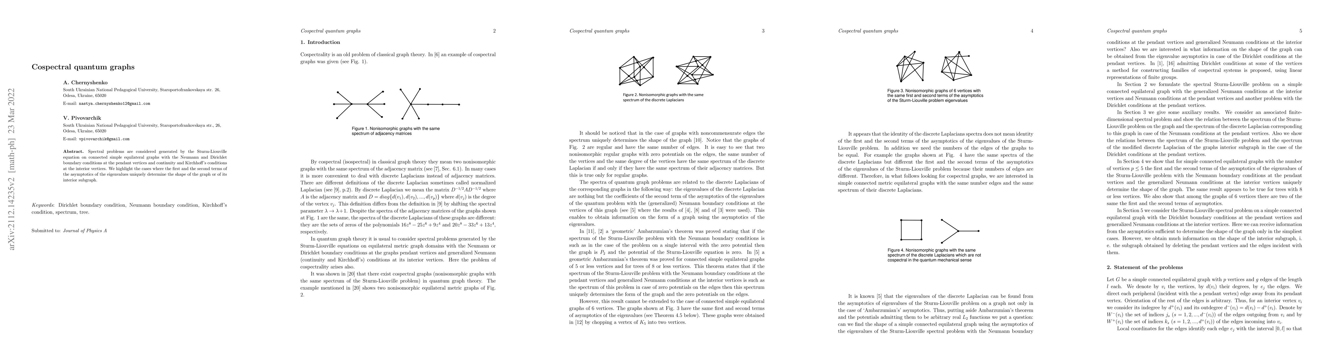 Thumbnail for Cospectral quantum graphs