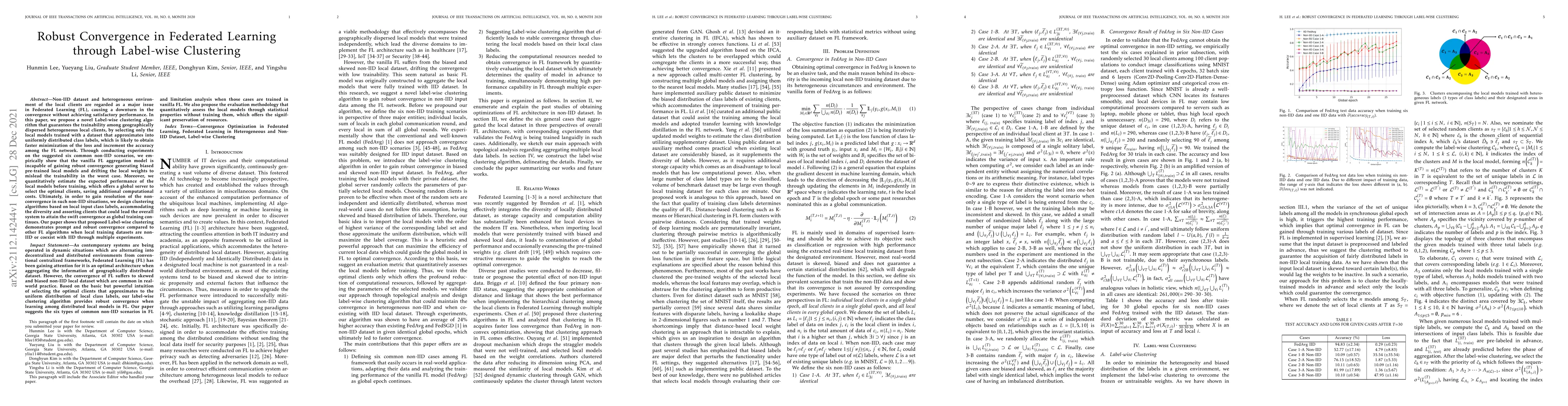 Thumbnail for Robust Convergence in Federated Learning through Label-wise Clustering
