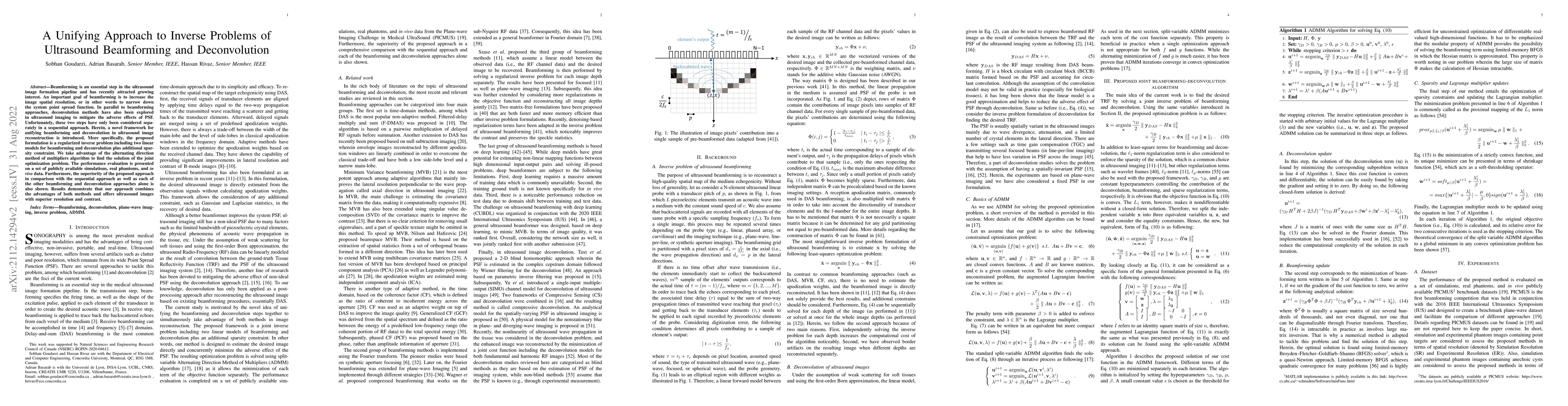 Thumbnail for A Unifying Approach to Inverse Problems of Ultrasound Beamforming and
  Deconvolution